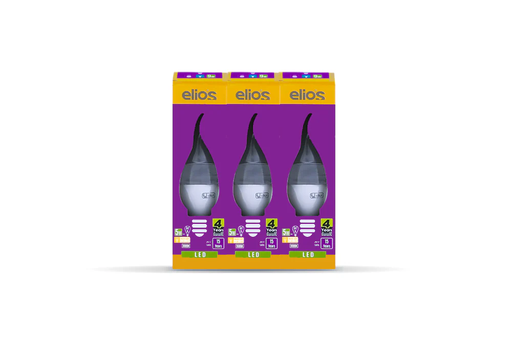 Set of 3 LED TEARDROP 5W Warm Light 3000 Kelvin E14